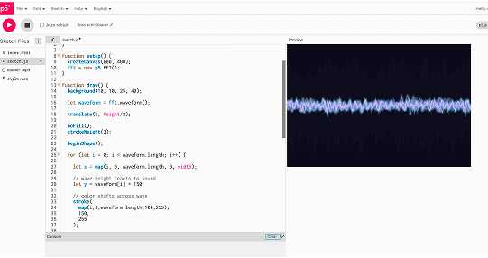 The waveform becomes more detailed as sound changes.